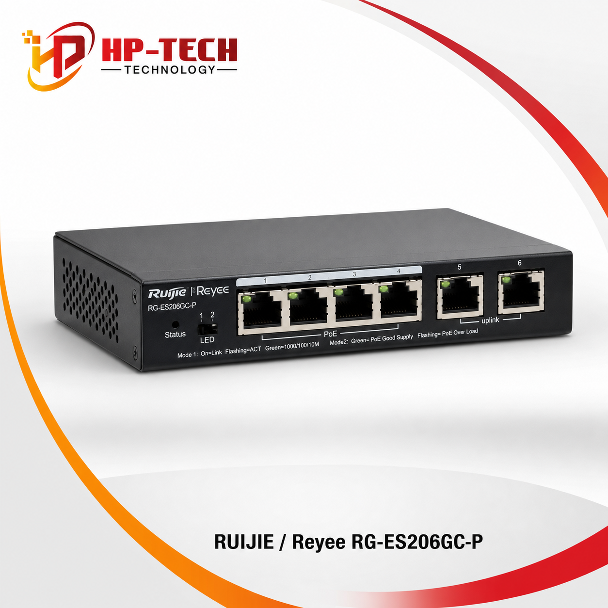 RUIJIE Switch PoE 6 cổng Reyee RG-ES206GC-P